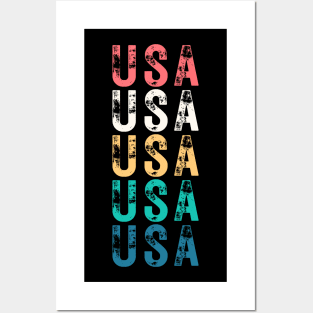 USA DISTRESSED GRUNGE RETRO U.S.A INDEPENDENCE DAY 4TH JULY Posters and Art